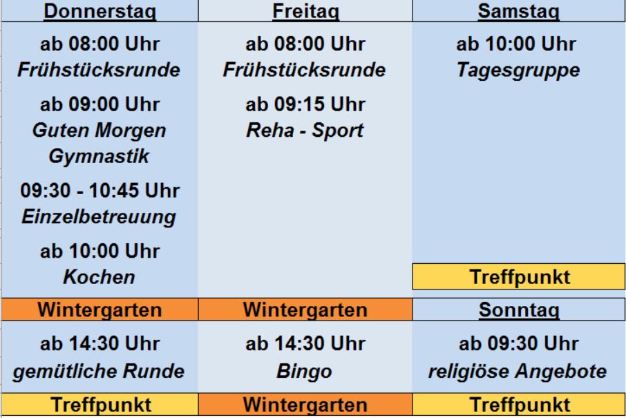 Wochenplan Kw12